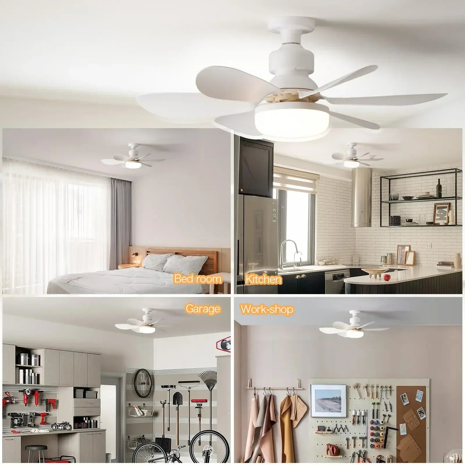 Ceiling Fan Light LED 30W E27 with Remote Control